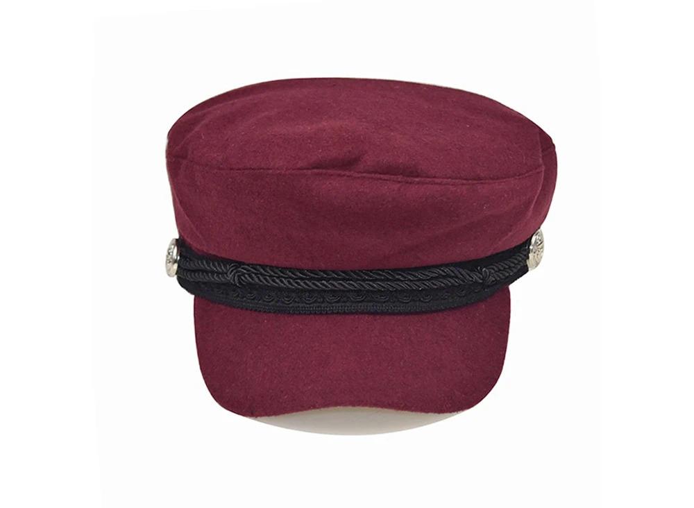 Fashion Women Men  Spring Autumn Sailor Black Ladies Beret Top Captain Cap Travel  Octagonal Hat