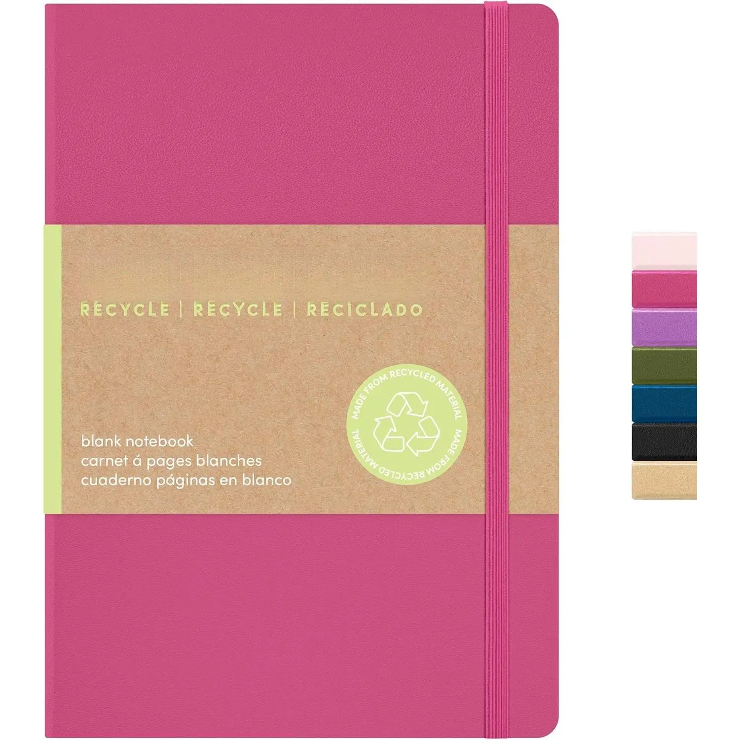 Recycled Blank Journal Notebook, (Rose), 160 Pages, Medium 5.6 in x 8 in - 100 GSM Thick Paper – Hardcover Journaling Notebook for Work, School, Note Taking or Sketching