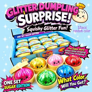 Glitter Baozi Dumpling Mystery Blind Box Kit, Creative Slow Rise Squishy Squeeze Toy for Stress Calming, Limited Rare Collectible Mystery Package, Tabletop Aesthetic Ornament Office Relaxation Decor
