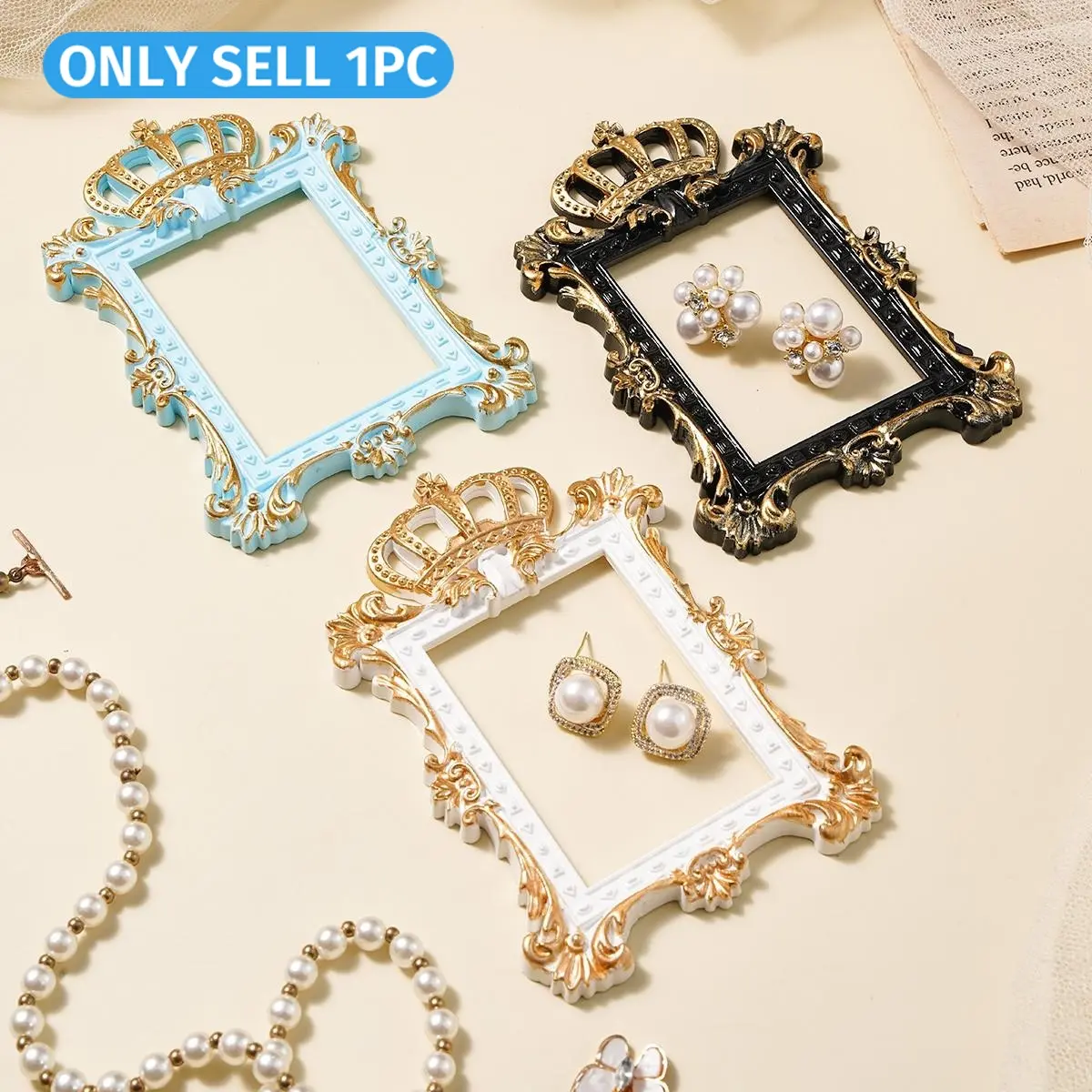 European Crown Resin Photo Frame Prop Decoration, Multi-Color DIY Wall Decor, 1pc Standalone Ornament for Photography Props, Home Decor Accessory, Picture Frame