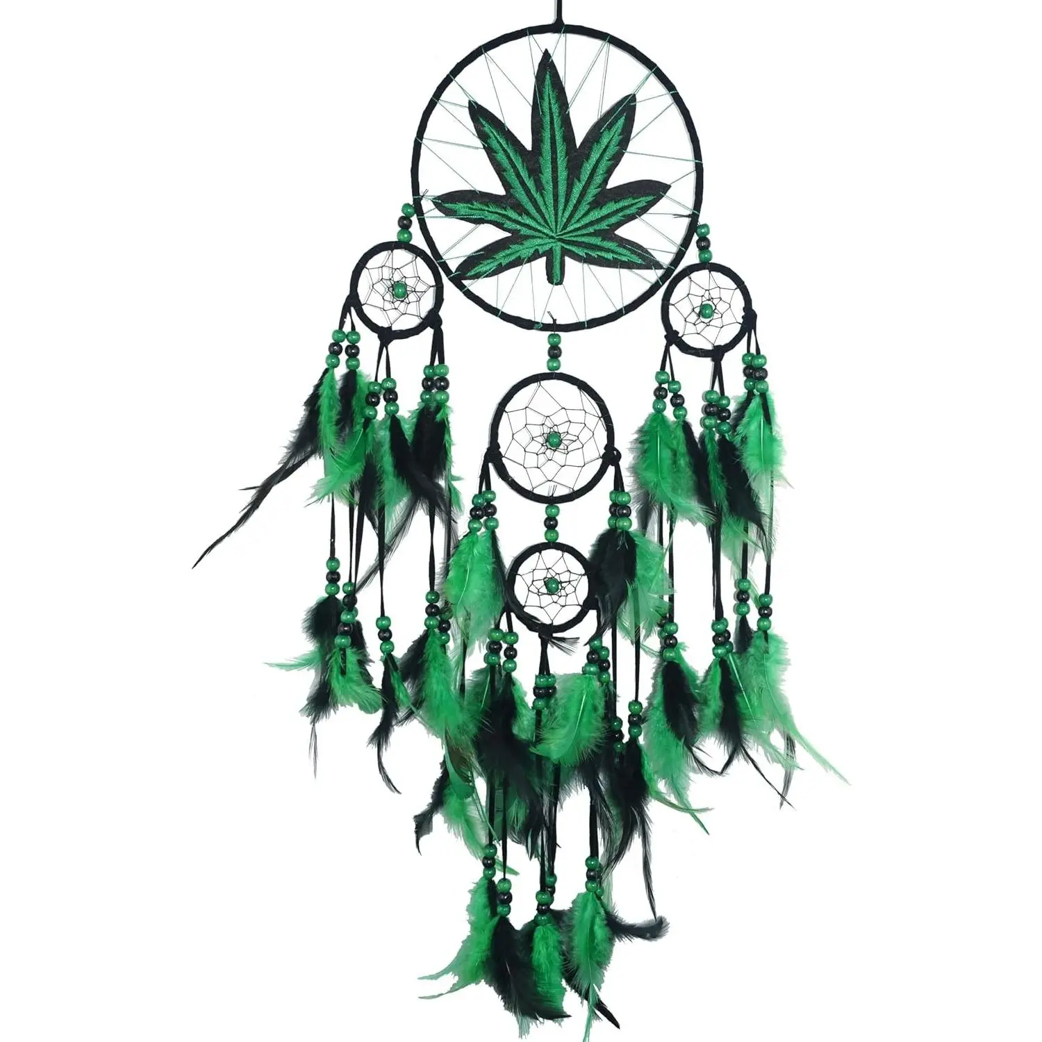 Weed Dream Catcher Wall Hanging Decor Bedroom Adult Living Room Home Bohemian Decorations (5 Rings)