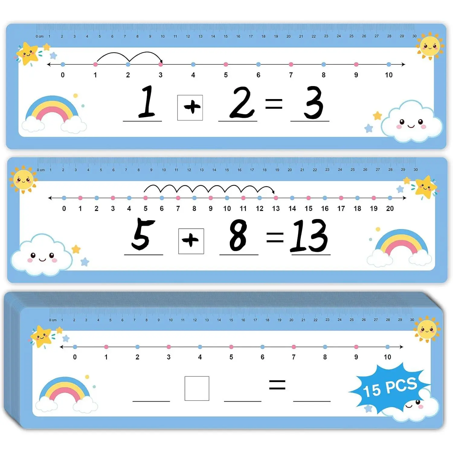 Number Line Dry Erase Boards, 15 count Double Sided Erasable Math Whiteboard, 0-10/0-20 Numberline 13.8"x4" Math Manipulatives for Student Teacher Classroom  Haves Homeschool  Supplies