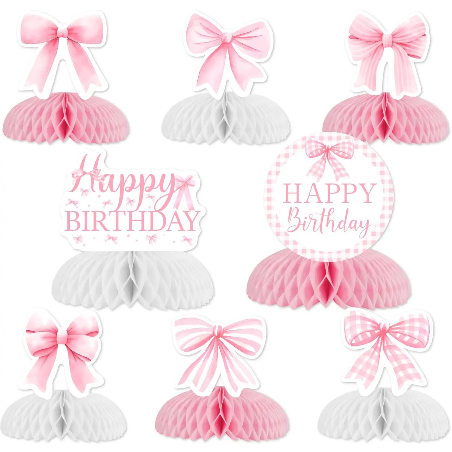 1Set Bow Knot Party Decoration Pink Bow Birthday Centerpieces 8Pcs Pink Bow Party Decorations Coquette Birthday Decorations Pink Bow Table Decors for Girls Bow 1anniversary 2anniversary 3anniversary Birthday Party
