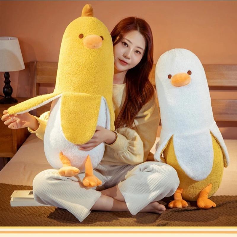 Quirky Banana Duck Pillow Sleeping Pillow Short Fury Cushion, Sofa Cushion Suitable for Home Decoration Chair Cushion