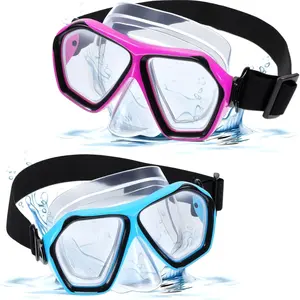 2 Pack Swim Goggles Adult with Nose Cover, Anti-fog Clear Diving Mask with Elastic Strap No Leak 180°Clear View