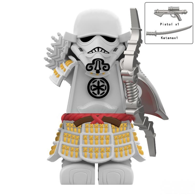 Storm Samurai Trooper Armor White Soldier Articulated Figure DY325 With Weapons (Pistol & Katana) - DY Minifigs