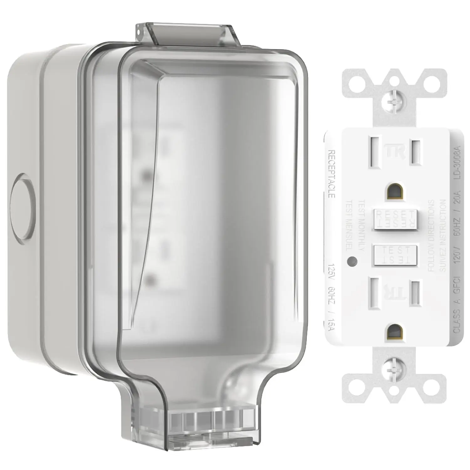 15A GFCI Outdoor Electrical Outlet Box,  IP66  & Lockable Enclosure, NEMA 5-15 Rated with Double Socket – Ideal for Gardens, Yards,  Fields (UL Listed)