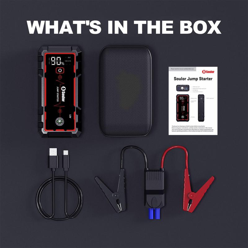 Soulor CY20 Plus-20000mAh Jump Starter & Power Bank 12V Booster with LED Flashlight EVA Bag for Cars SUVs Motorcycles Trucks Boats