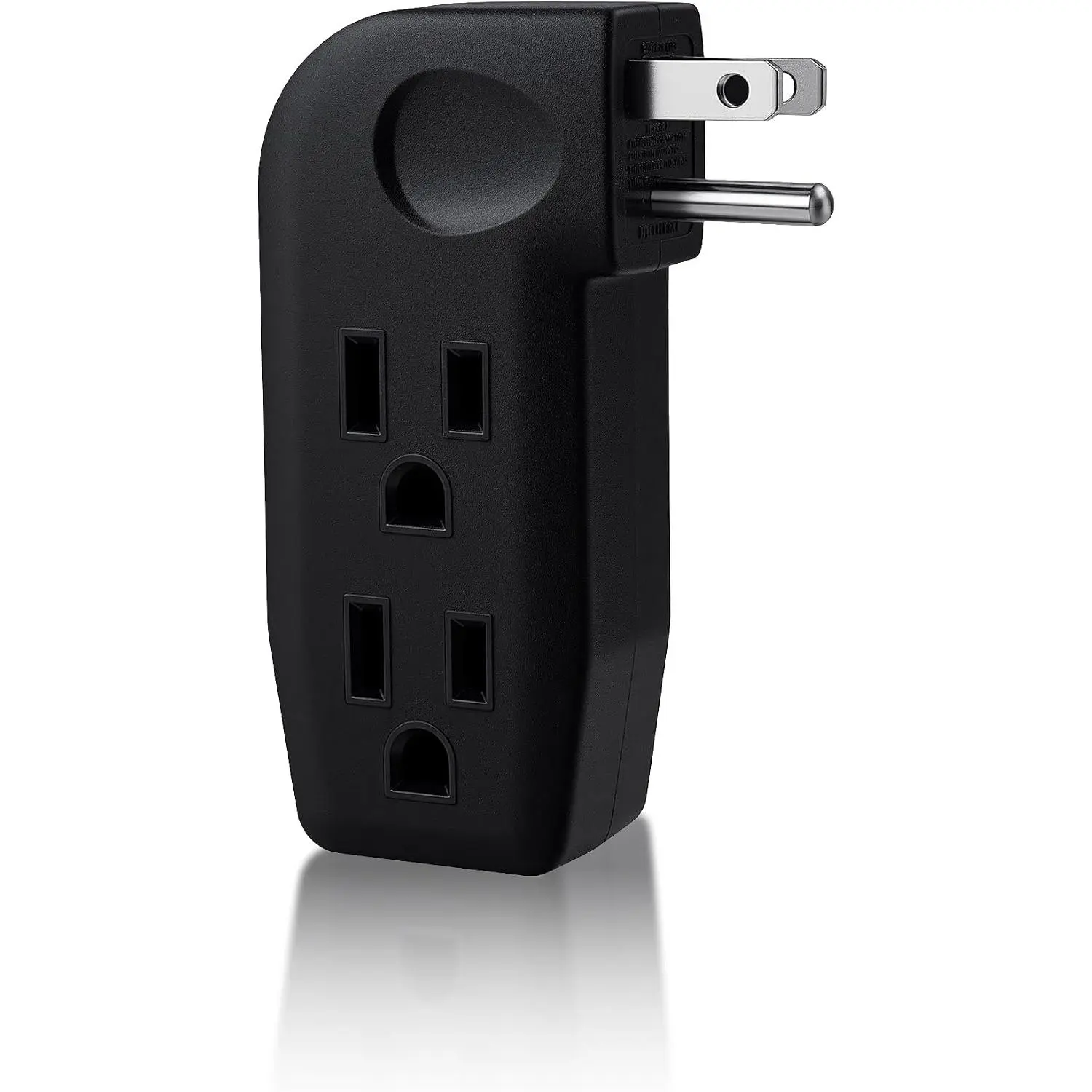 3-Outlet Adapter,3 Prong Plug Wall Extender, Heavy-Duty Grounded Power Tap 3 Way Splitter Adapter, L-Shaped 2-Sided Design, Electrical Multiple Outlet Expander, 15A, 125V, 1875W, ETL Listed, Black
