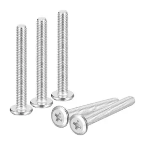 M5x40mm Flat Round Head Phillips Head Screws, 30Pcs 304 Stainless Steel Phillips Drive Machine Screw, Full Thread, Bright Finish, Furniture Screw Connection Bolt Screw