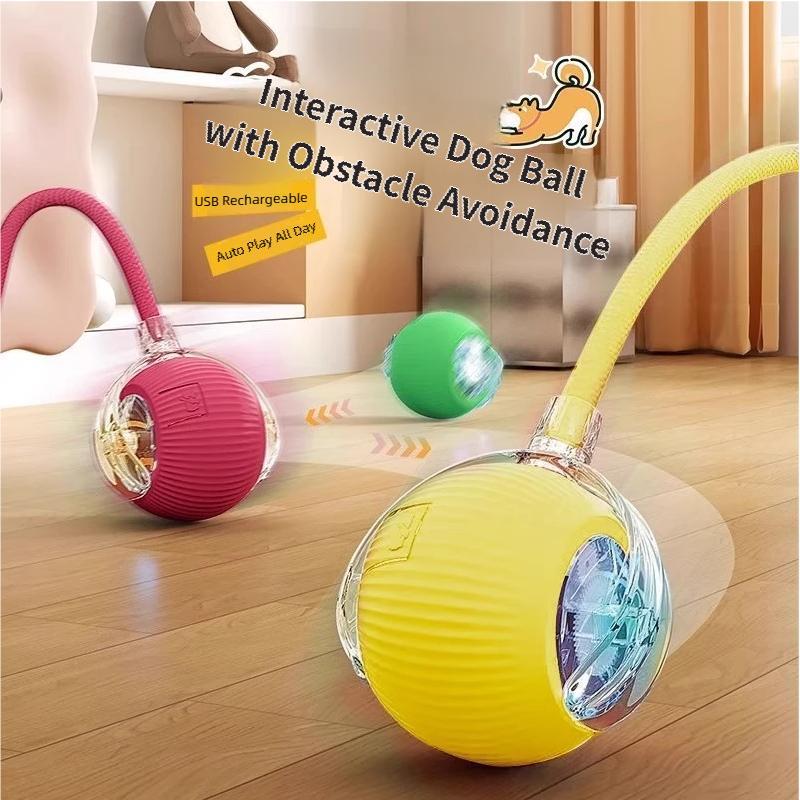 Interactive Cat Toy Ball, Automatic Rolling Pet Toy with Tail, Smart Obstacle Avoidance Cat Toy, Rechargeable Kitten & Small Dog Toy, Keeps Cats Busy, Indoor Self Play, Bite Resistant Silicone, Quiet and Easy to Clean