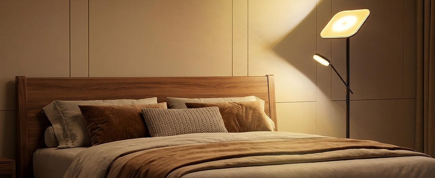 Floor Lamp, Upgraded 36W 3000LM Torchiere Super Bright LED Floor Lamp for Living Room, Stepless Dimmable Black Modern Standing Lamp with Remote & Touch Control, Tall Lamp for Bedroom, Office, Black