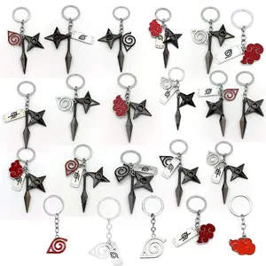 Naruto Keychains Uzumaki Naruto Anime Figures Akatsuki Red Cloud Itachi Manga Men Key Chain Fans Gift Toy Keyring