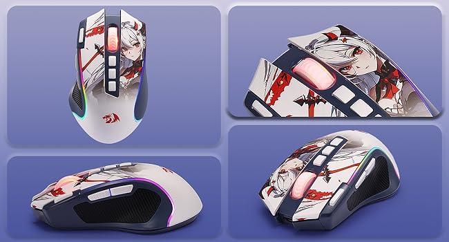 Redragon M612AK PRO RGB Gaming Mouse, 8000 DPI Wired/Wireless Optical Mouse with 9 Programmable Buttons & 7 Backlit Modes, BT & 2.4G Wireless, Software Supports DIY Keybinds Rapid Fire Button