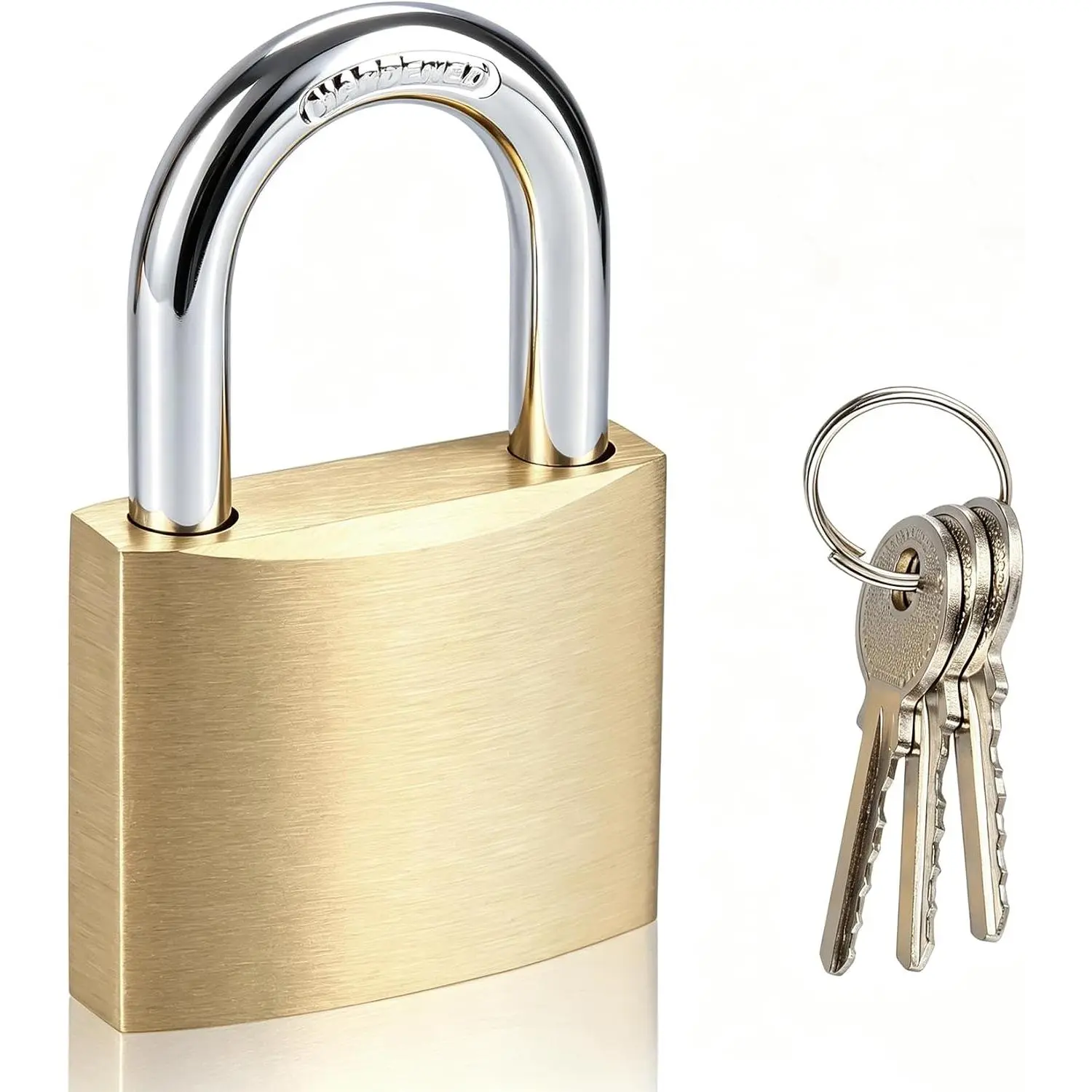 Solid Brass Padlock with 3 , Locker Lock with Brass  & Steel Shackle, Keyed Padlock for Sheds, Storage Unit, School Gym Locker, Fence, Toolbox, Gate, Warehouse
