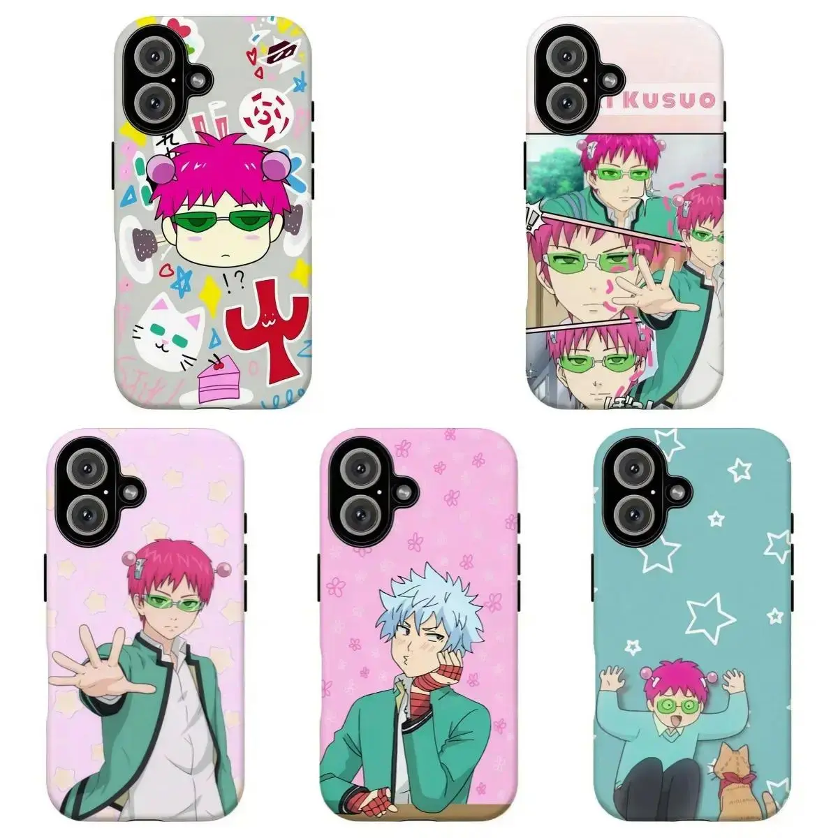 The Disastr0us Life of Saiki K. Saiki & Kaidou Chibi Tough Case, Funny Nostalgic Anime Cover Suitable for iPhone 17-11 Pro Max/Plus and  Samsung Galaxy S23-25