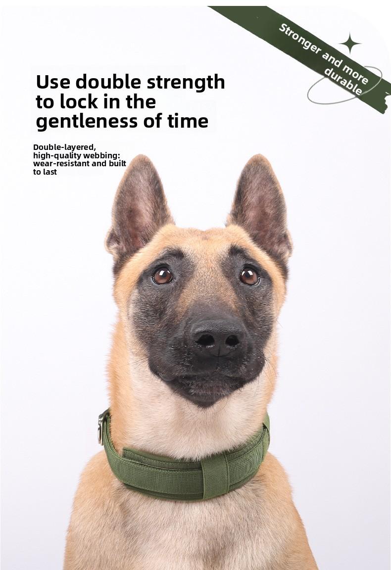 Heavy Duty Tactical Dog Collar with Leash, Reinforced Rivet Anti-Pull Collar for Large Dogs, Welded D-Ring, Quick-Release Zinc Alloy Buckle, Double Layer Nylon, Adjustable Padded Handle for Training Walking, Extra Strong Pet Collar for Big Breeds