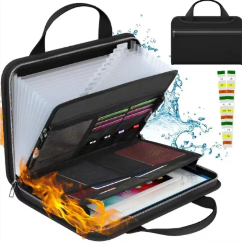 Three-Layer Silicone Coated Glass Fiber Fireproof File Bag, Waterproof Dust-Proof Zipper Storage, Sgs Ul94 Vtm Certified, for Valuable Items