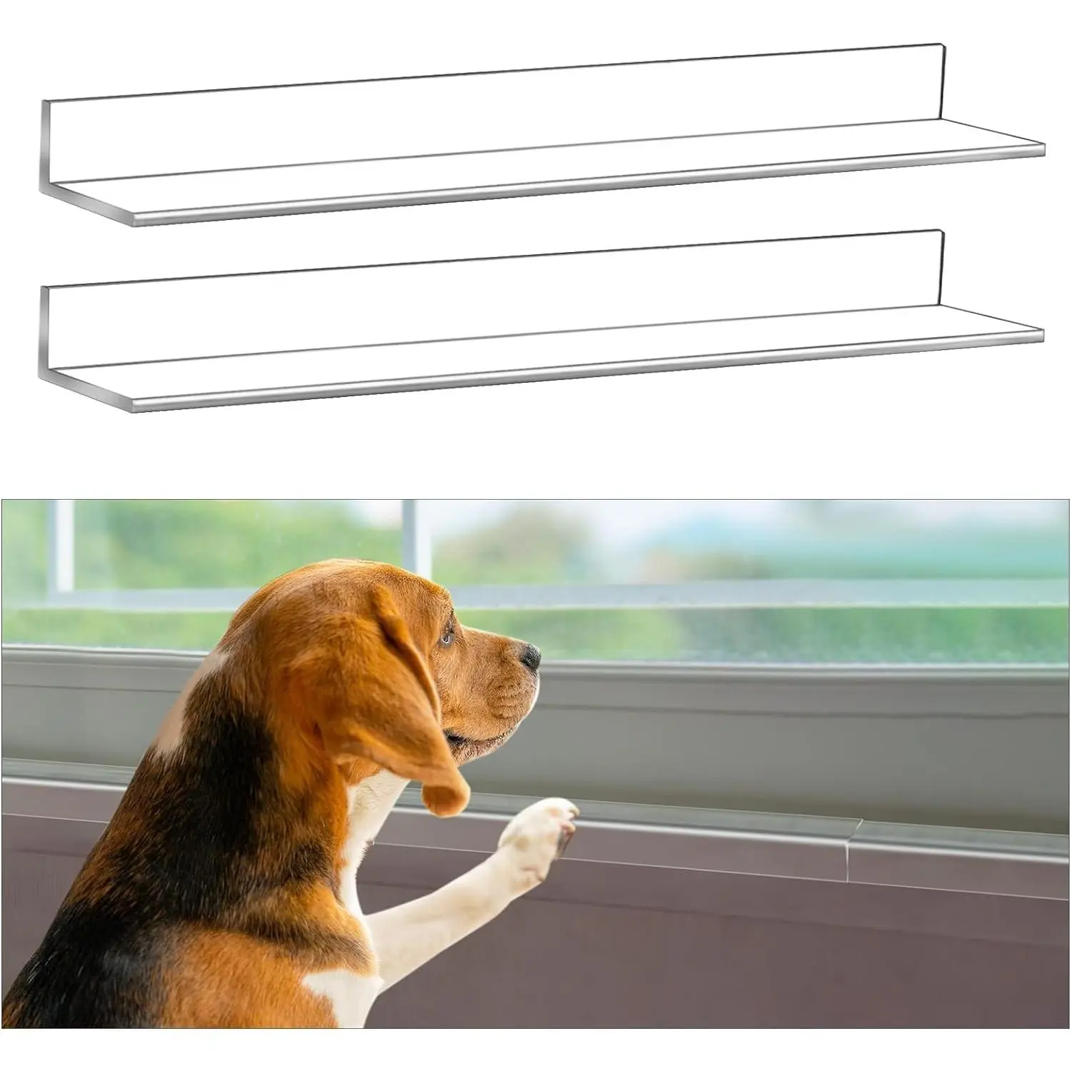 2 Pcs 14.75 x 2.5 Inches Clear Window Sill Protector from Dog Cat Scratching Strong Transparent Protection Against Dog Claw Chewing Slobbering Window Sill Cover