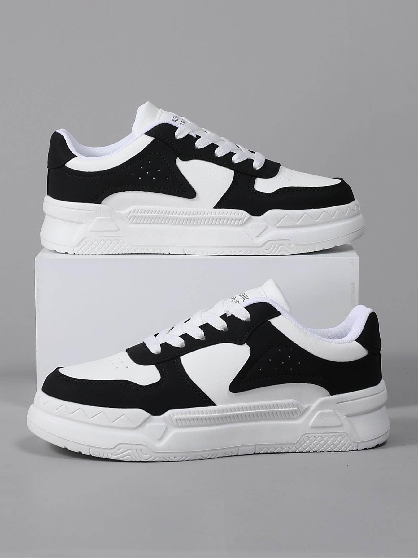 Women's Fashionable Patchwork Lace Up Skate Shoes, Casual Comfortable Breathable Sports Shoes, Female All-match Round Toe Shoes for Daily Wear, Closed