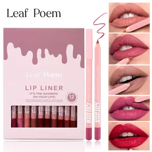 Full 12-Color Lip Liner Set – Matte High Pigment, Long-Lasting Non-Fading for Lip Contouring & Lipstick Base, Natural & Bold Lip Looks - Must-Have Beauty Tool for Women, Lip Makeup, Cosmetic Sets Birthday Gift Party Gift