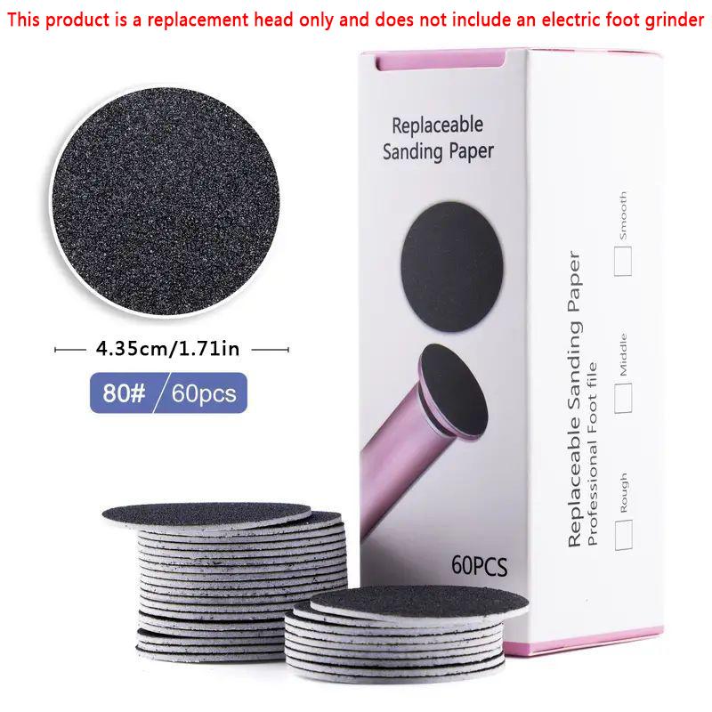 Replacement Sandpaper Sheets, 60pcs/box Round Refillable Foot File Sandpaper for Electric Callus Remover, Pedicure Tool for Home, Foot Rasp