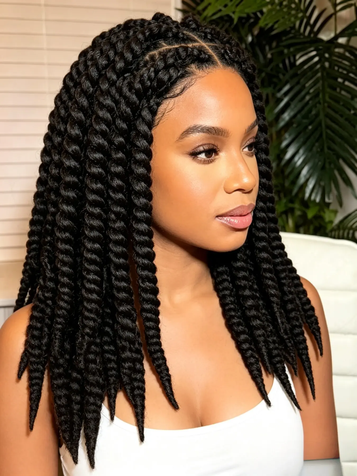 16 Inch Full Lace Braided Wig, Square Parted Spring Cornrow Bob Wig, Synthetic Fiber Hairpiece for Women, Casual Style
