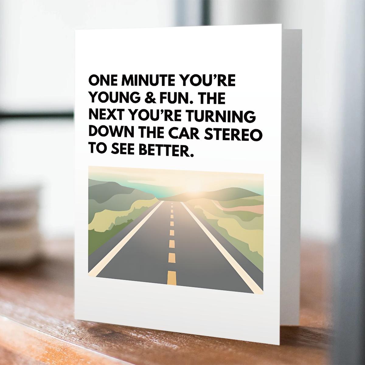Funny Birthday Card with Envelope, Positive Message Card, 1/3/5 Counts Road Pattern Greeting Card, Birthday Gift for Friend & Family
