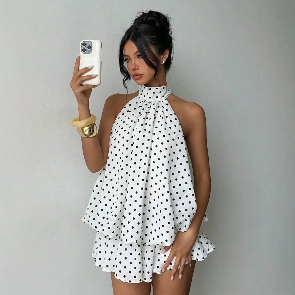 2026 European and American sexy tutu skirt hanging neck halter strap design elegant style women's short dress