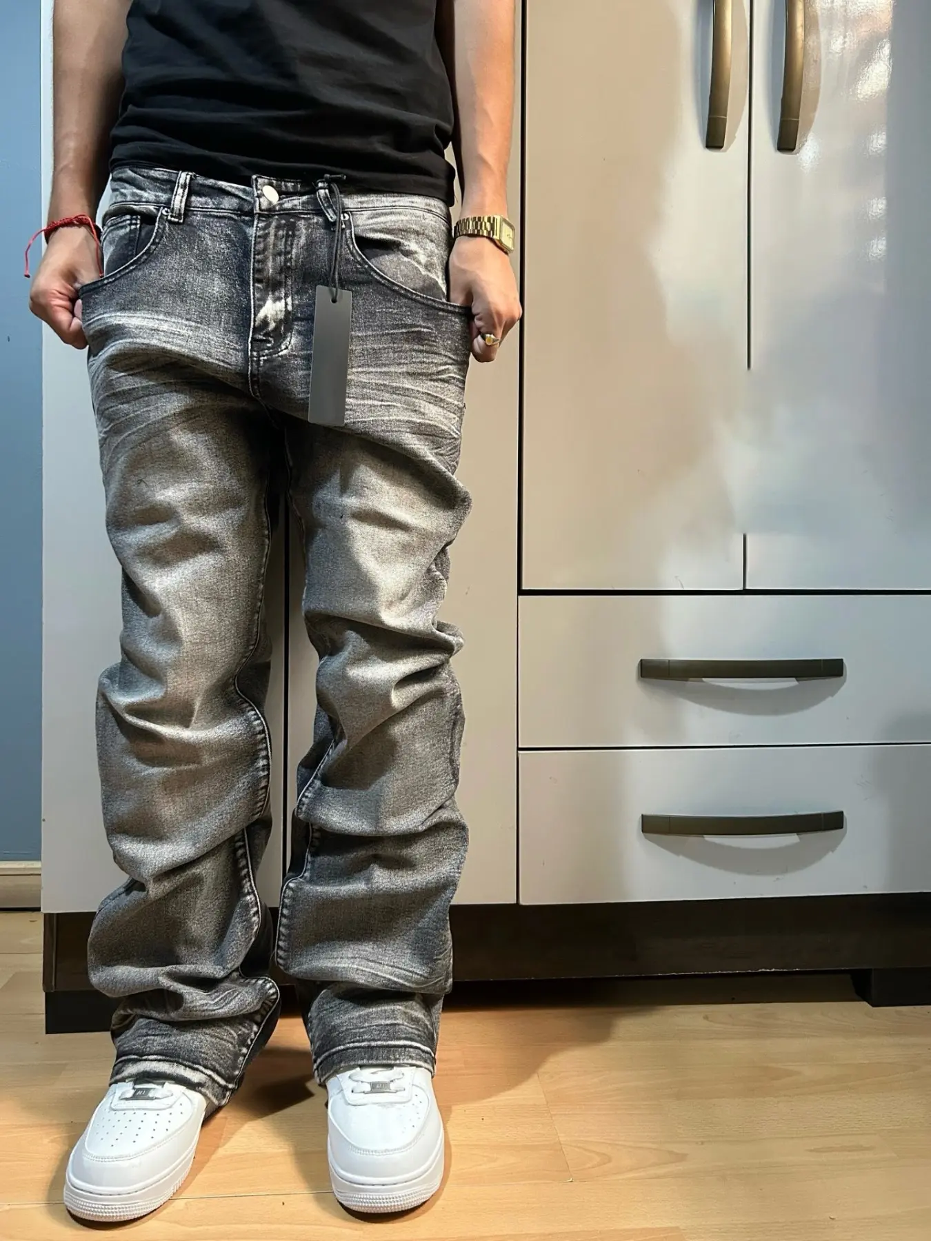 Washed Micro Flare Jeans, Streetwear Layering Denim Jeans, Loose-Fit All-Seasons Daily Commute Bell Bottoms, Batch Zk20260719