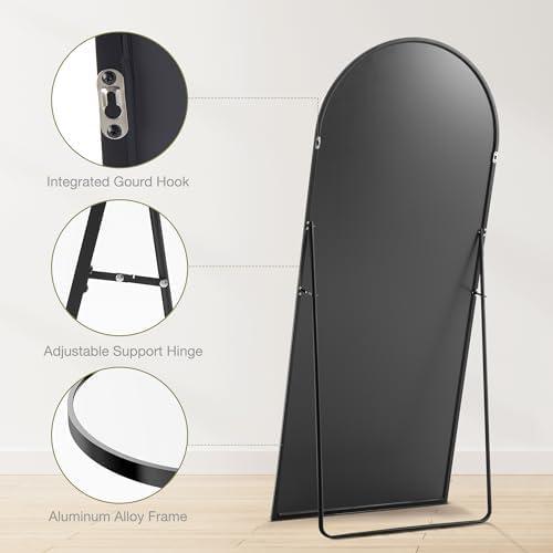 Arched 71"x26" Full Length Mirror Full Body Floor Gold Mirror Standing Hanging or Leaning Wall, Arch Wall Mirror with Stand Aluminum Alloy Thin Frame for Bedroom Cloakroom,Black 71"x26" Arched/Right Angle Full-Length Mirror with Explosion-Proof HD Glass Arched 71"x26" Full Length Mirror Full Body Floor Gold Mirror Standing Hanging or Leaning Wall, Arch Wall Mirror with Stand Aluminum Alloy Thin Frame for Bedroom Cloakroom,Black 71"x26" Arched/Right Angle Full-Length Mirror with Explosion-Proof HD Glass