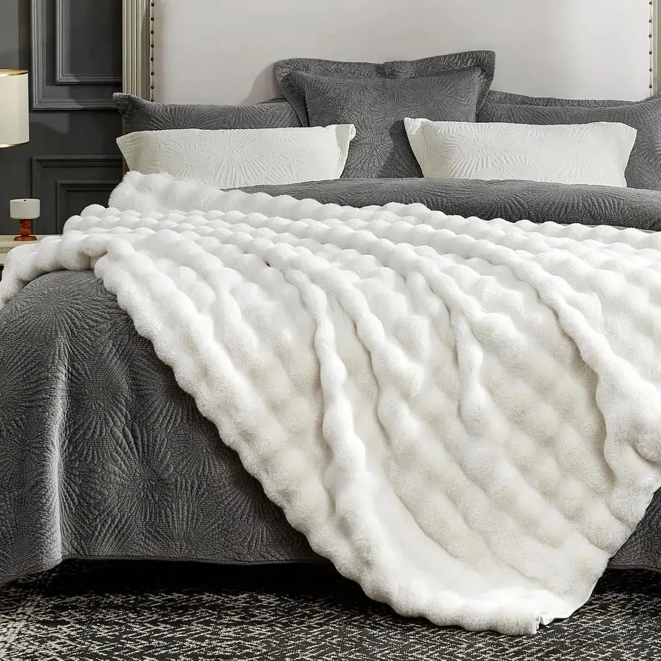 Bubble Plush Blanket, Soft Blankets And Throws, Reversible Soft & Plush Air Conditioning Throw, Cloud-Like Breathable Decor Sofa Cover, Easy-Care Washable Fabric for Year-Round Household Use, Cozy Cloud Blanket, Fuzzy Soft Blanket