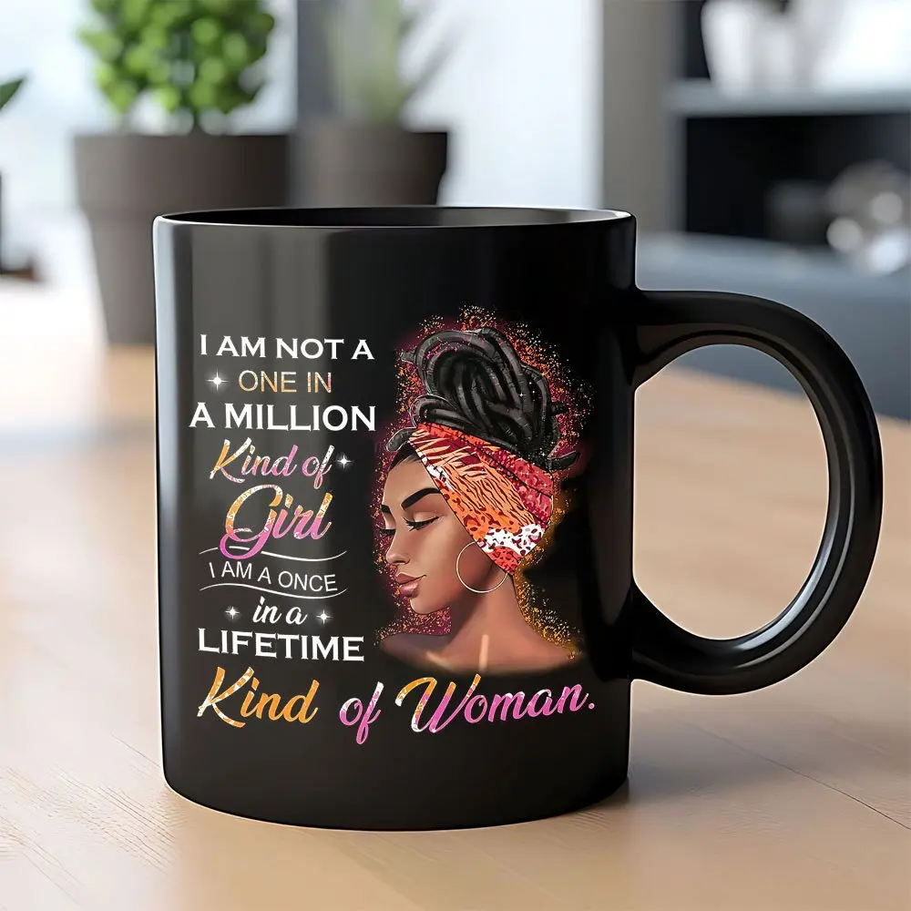 1pc 11oz Black Ceramic Affirmation Mug - Inspirational Drinkware for Women, Coffee Message Slogan Mug with Empowering Quotes, Ideal Gift for Birthday, Anniversary, Drink, Affirmation Mugs