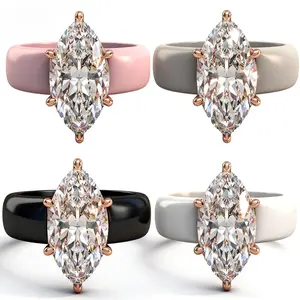 Sparkling Silicone Engagement Ring for Women, Hypoallergenic Marquise CZ Wedding Band, Travel & Workout Jewelry Accessory for Yoga & Sports