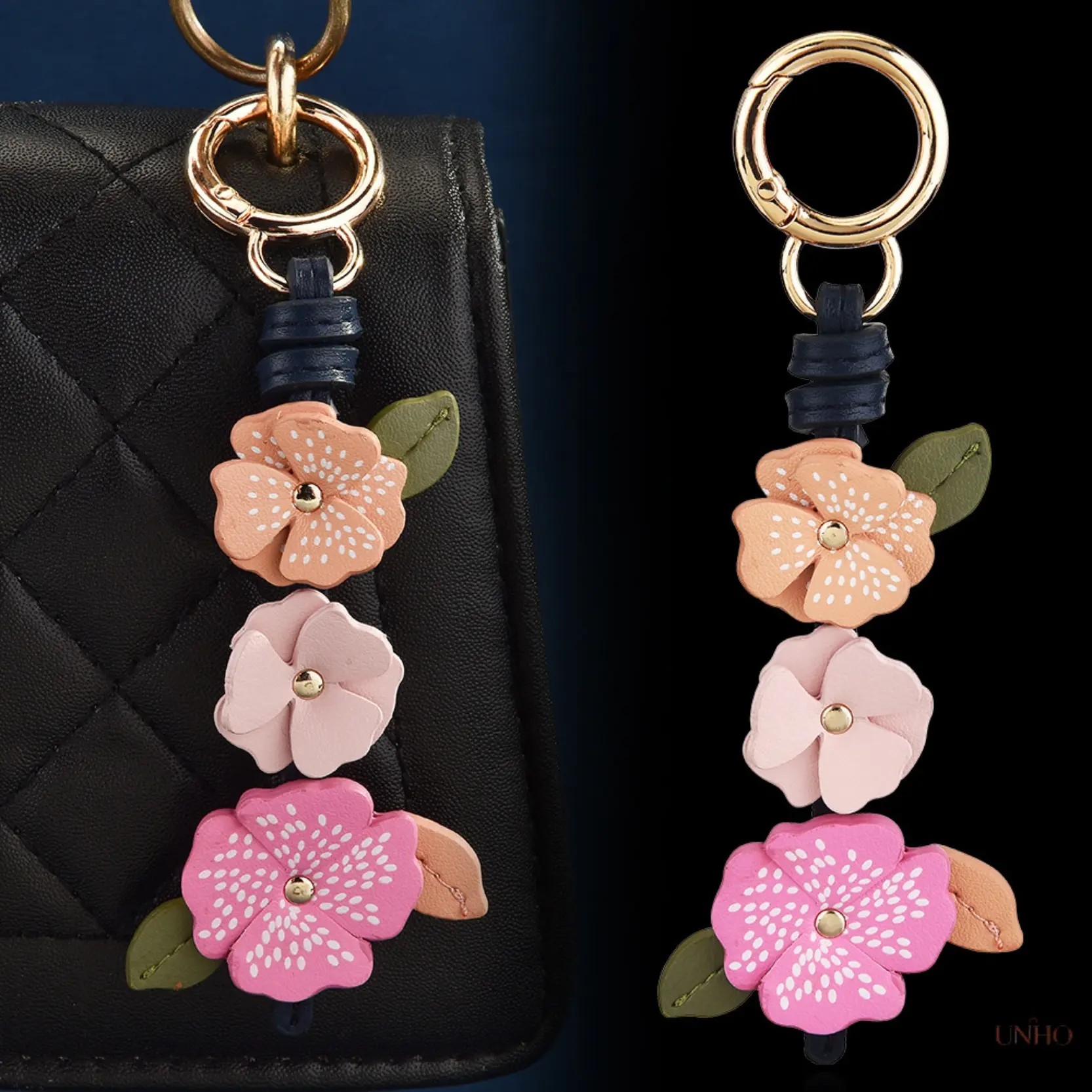 Sweet 3D Floral Leather Keychain For Women, Stereo Handmade Flower Bag Charm Pendant, Fashion Personalized Exquisite Decor Accessory For Backpacks Handbags Car Keys, Soft Romantic Daily Ornament, Affordable Small Gift & Hot Cross-Border Fashion Jewelry Wh