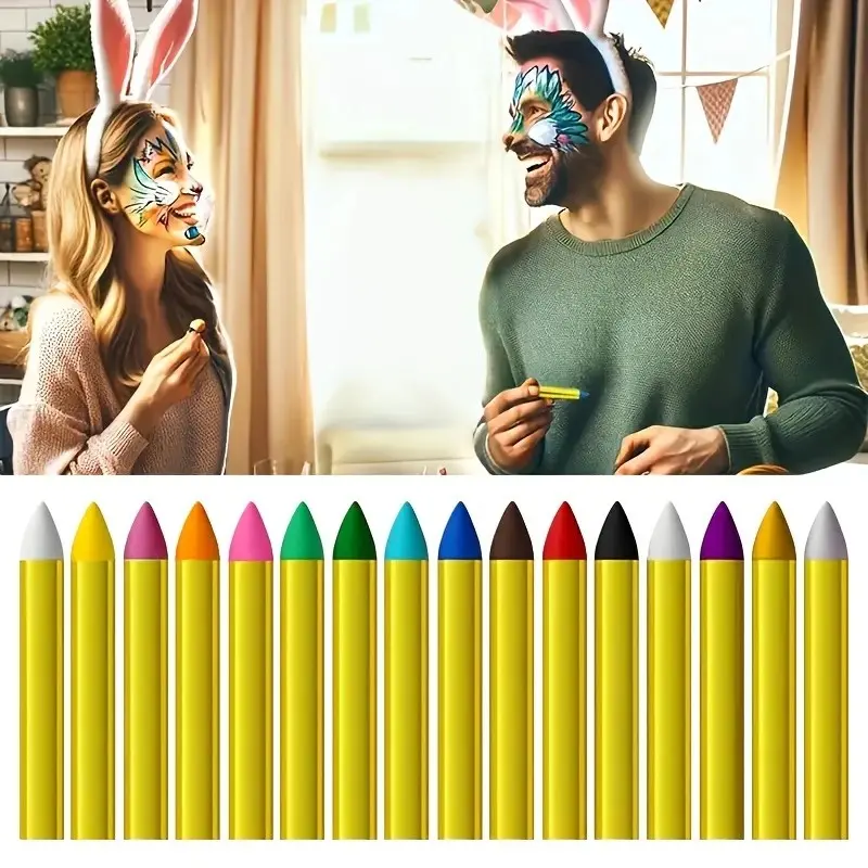 16 Color Temporary Body Paint Set, Hypoallergenic Washable Face & Body Makeup, Halloween Festival Party Special, Multicolor Wax Pencils