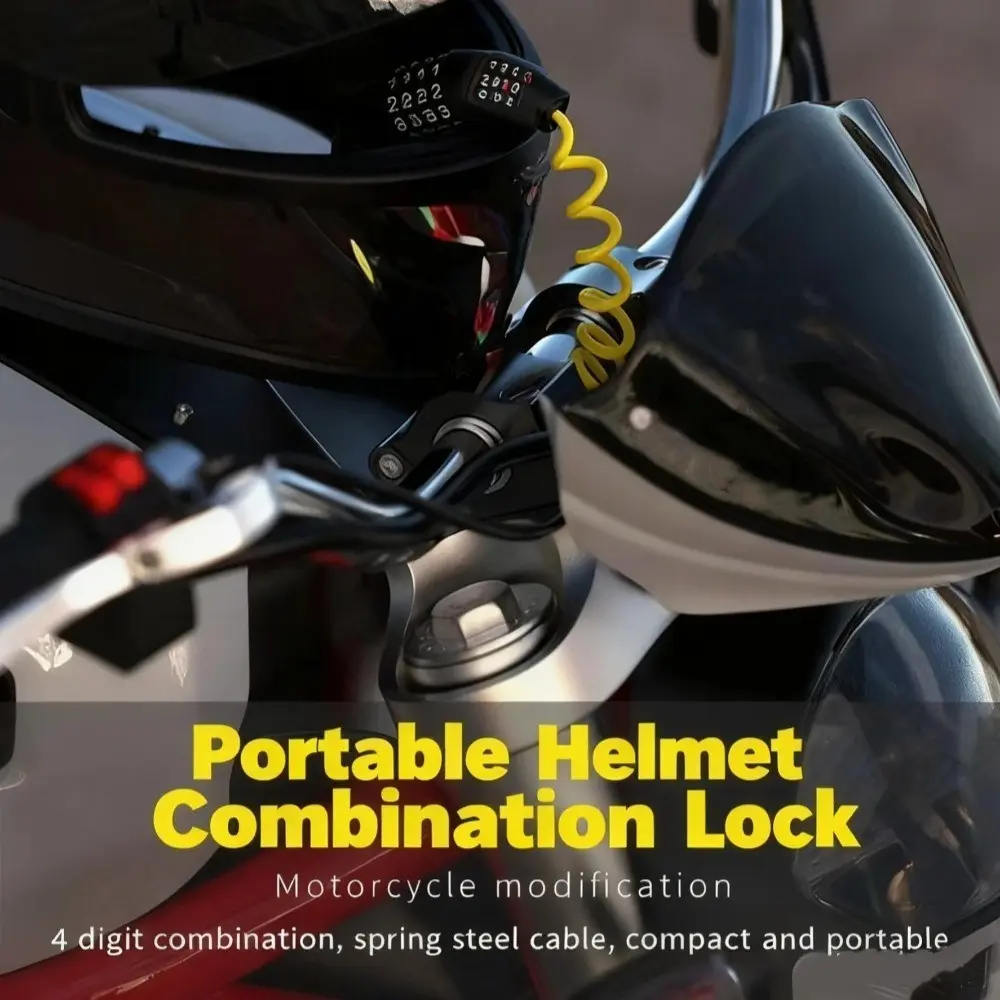 Mountain Bike Password Helmet Lock, Bike Locks Heavy Duty Anti Theft, Electric Scooter Anti-Theft Extendable Steel Wire Lock, Motorcycle Portable Chain Lock, Specialized Security Device, Cycling Accessories