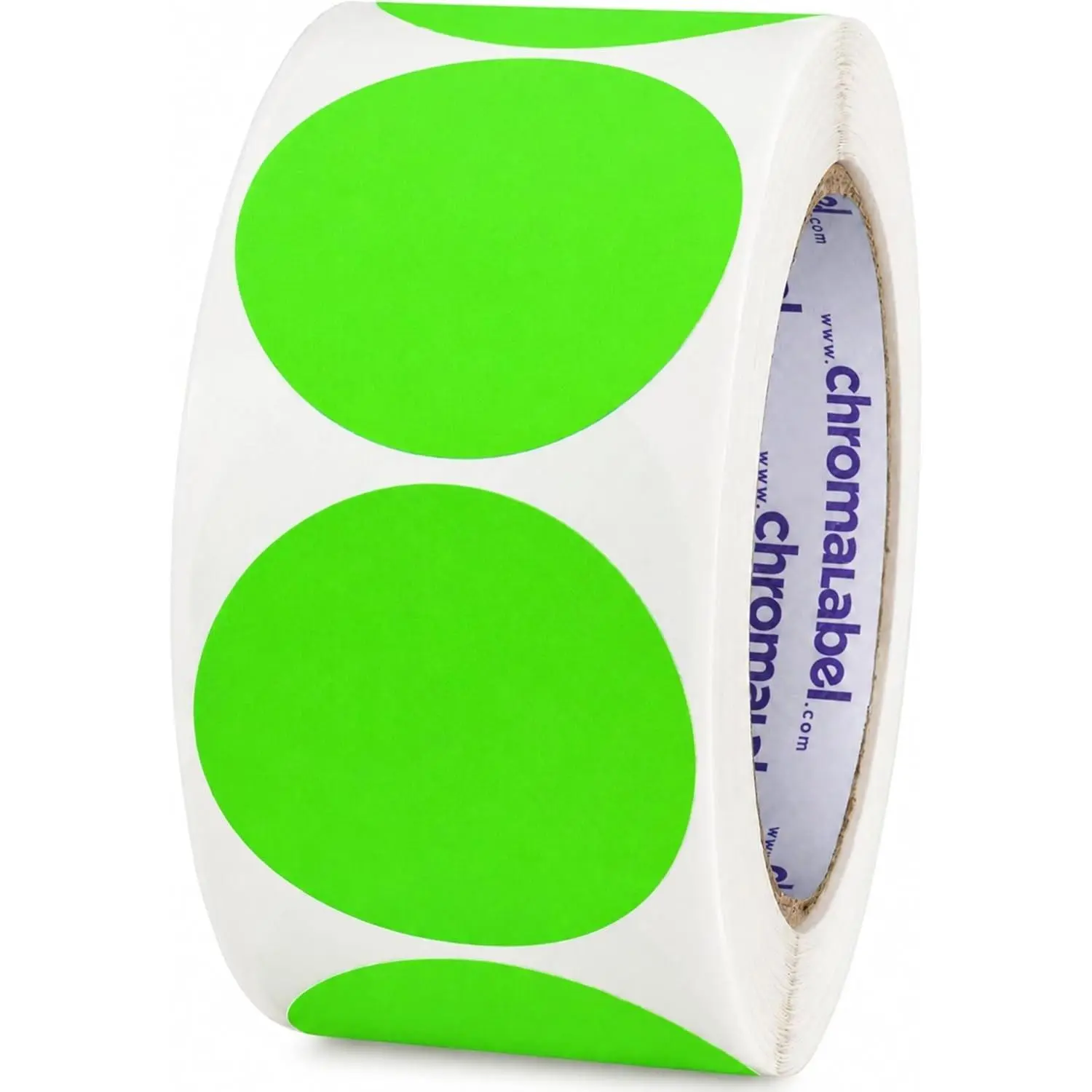 2 Inch Fluorescent Green Dot Stickers, Round Color Coding Labels, Writable Matte Paper Circle Stickers for Inventory, Classroom, Retail, Office, 500 Labels per Roll