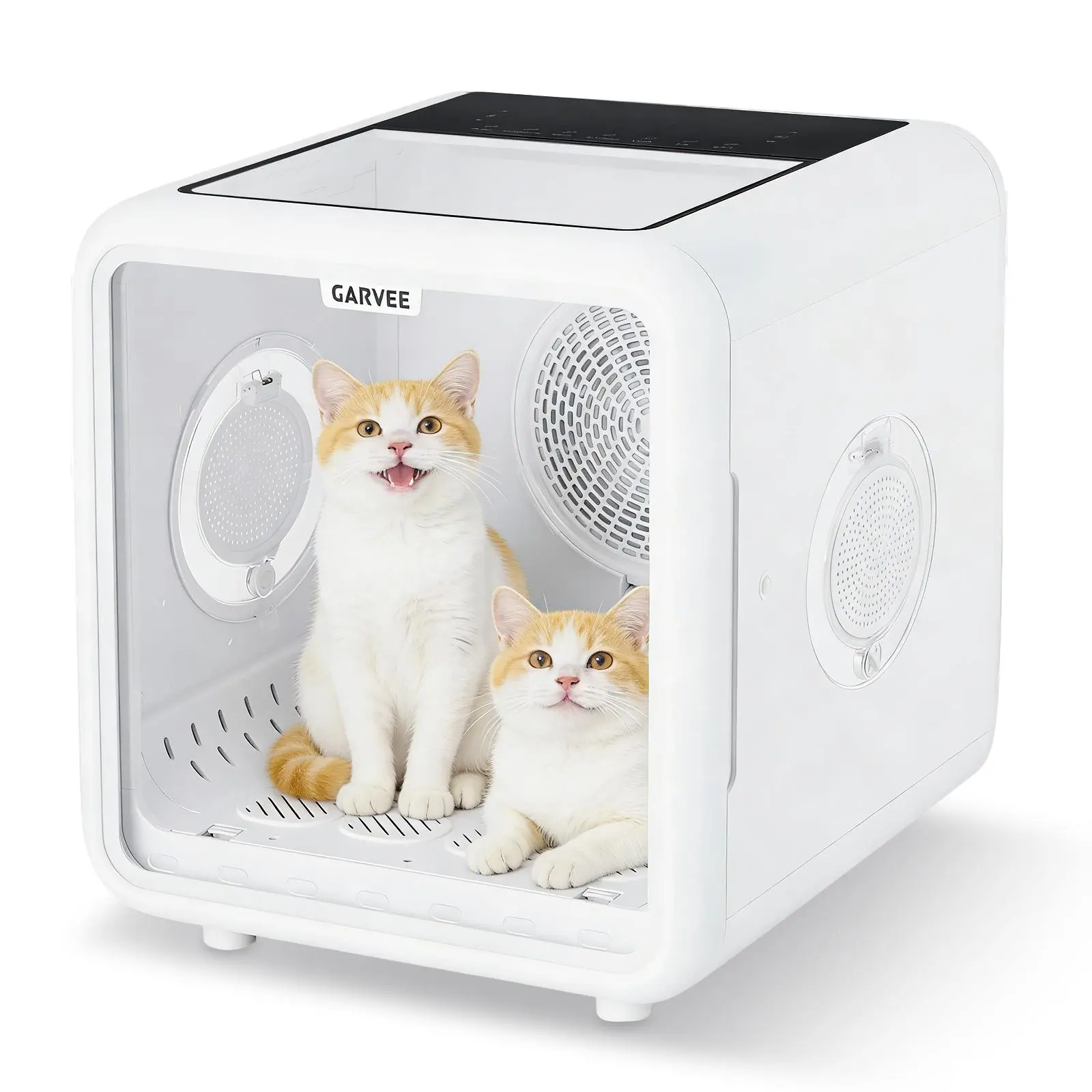 72L Pet Drying Box for Cats and Small Medium Dogs Smart Automatic Pet Dryer Kennel Professional Quiet Quiet Noise Hair Dryer Crate with 360 Efficient Air Circulation Constantly Temp Removable Cleaning Tray Fast Grooming Dryer