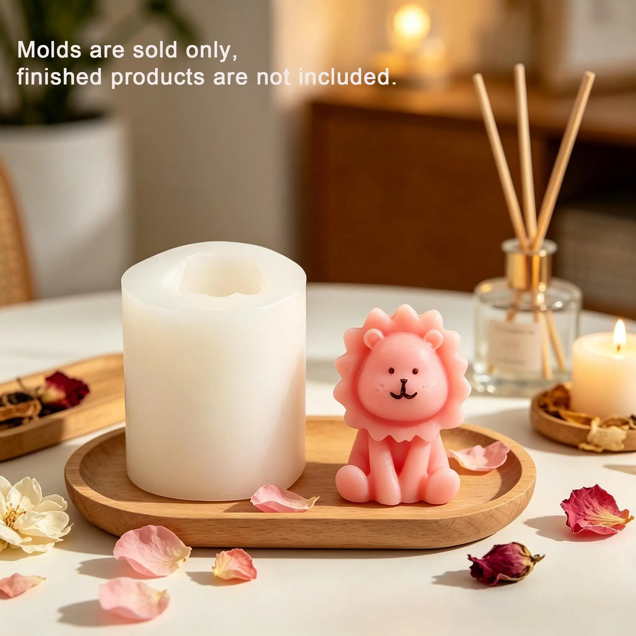 1-Pack 3D Cartoon Lion DIY Silicone Mold, Silicone Molds For Crafts, 3D Design, Non-Stick & Easy-Release, Suitable for Candle Making, Aromatherapy Stones, Plaster, Handmade Soap, Chocolate Baking, Reusable, Non-Toxic Mold for Craft and Baking Enthusiasts