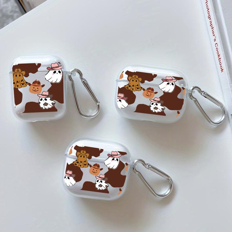 Cowboy Ghost Fantasy Pattern TPU Soft Protective Case for Apple AirPods 4/3/2/1/Pro/Pro2 Transparent Earphone Cover with Keychain Attachment