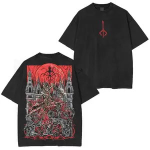 Men's Bloodborne Lady Maria Graphic T-Shirt, Vintage Distressed Cotton Short Sleeve Top for Game Fans, Tshirt