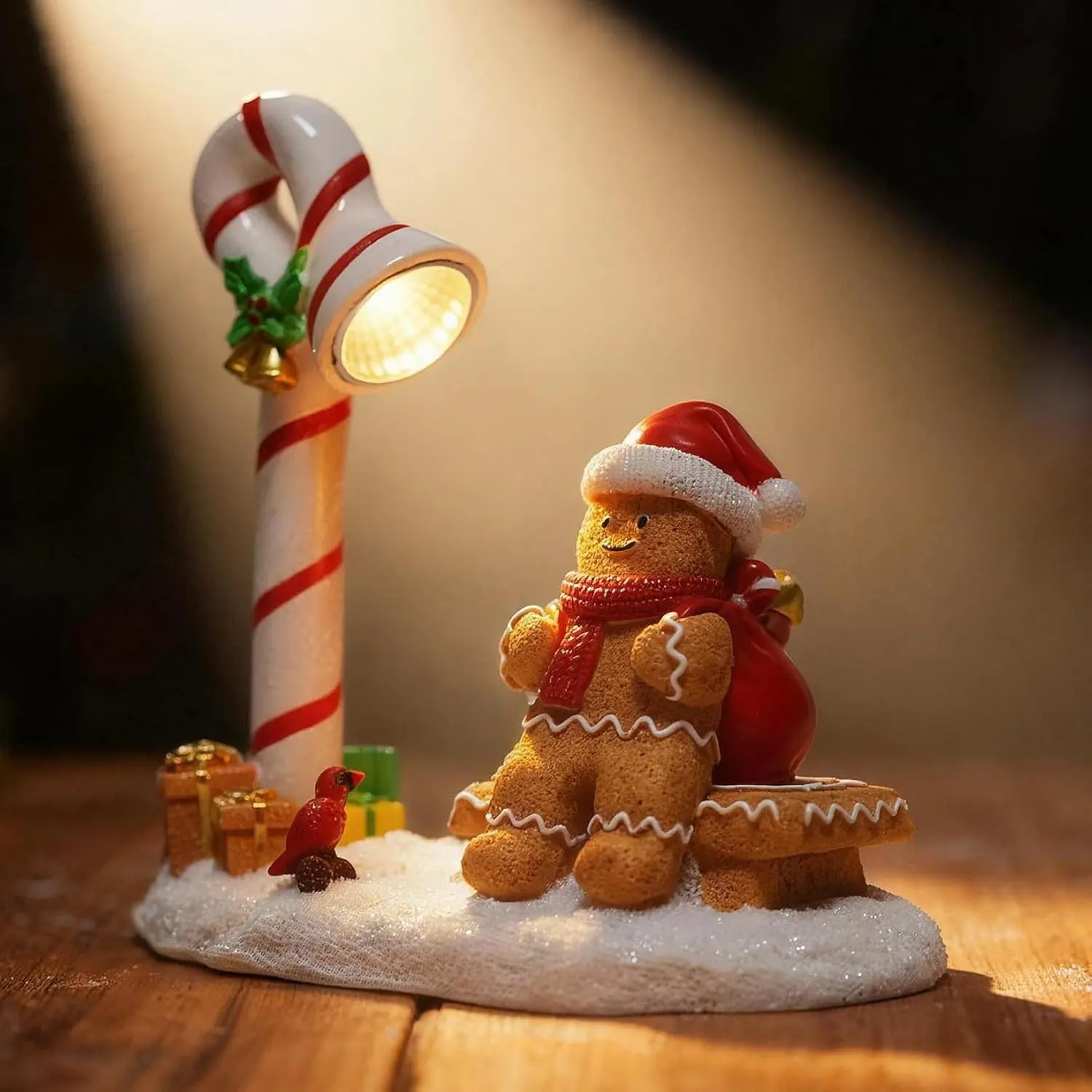 Christmas Gingerbread Man Decorations Indoor Home Decor Christmas Gingerbread Man Figurines Winter for Table Top Centerpiece Fireplace Decor Cute Decoration Gift（GB）