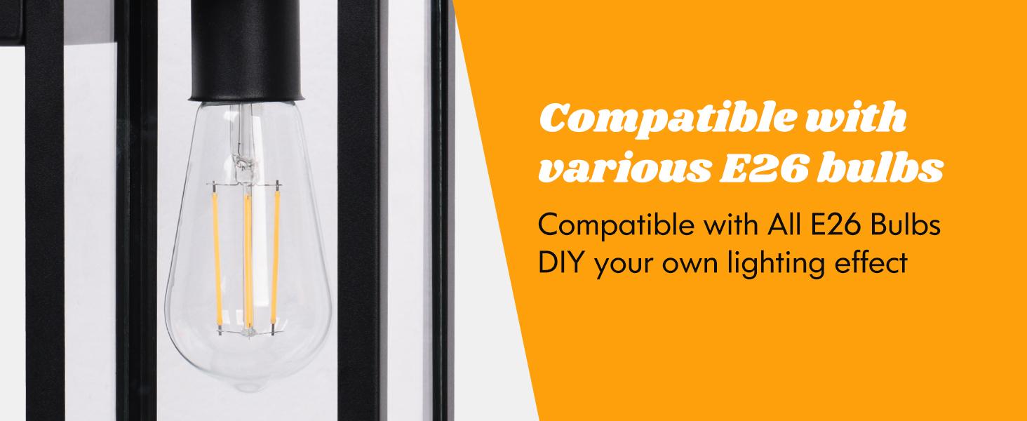 2-Pack Outdoor Wall Light, Exterior Waterproof Wall Sconce Light Fixtures,  Outdoor Wall Lamp with Clear Glass for House, Porch, Front Door, Garage, Patio, Bulbs Not Included