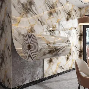 A roll of self-adhesive marble wall paper that resembles ceramic tiles - wall sticker for background - waterproof and moisture-proof - for renovation of living room and bathroom wallpaper application