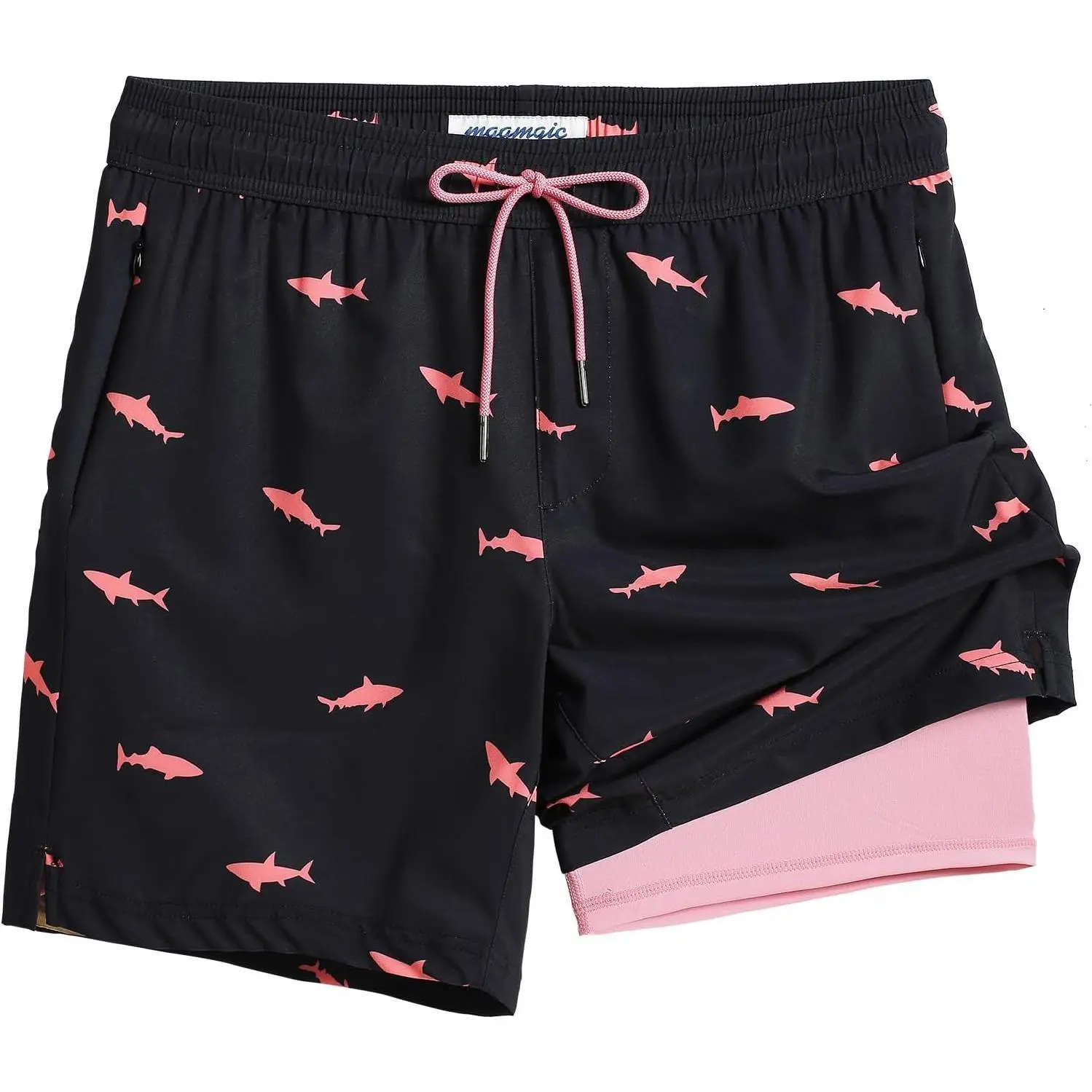 maamgic 2 in 1 Mens Swim Trunks 7 Inch Swim Shorts Swim Suits Board Shorts