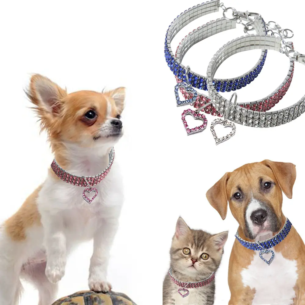 Heart-shaped pet collar, dog and cat necklace, crystal heart collar, personalized design pet accessoryadjustable crystal pet collar sparkling gemstone cat necklace healing crystal pet necklace small dog rhinestone collar fancy pet costume jewelry
