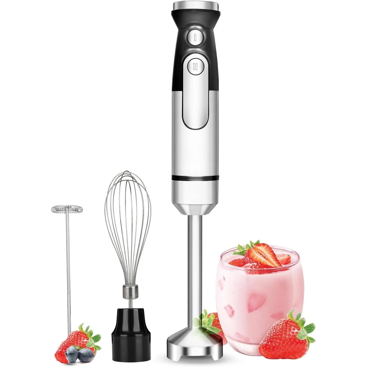 Immersion Blender Handheld,700W Hand Mixer Infinitely Variable Speeds,Multi-function Stainless Steel Stick Electric Kitchen Smoothie Blender with Detachable Whisk, Milk Frother,for Soup Puree