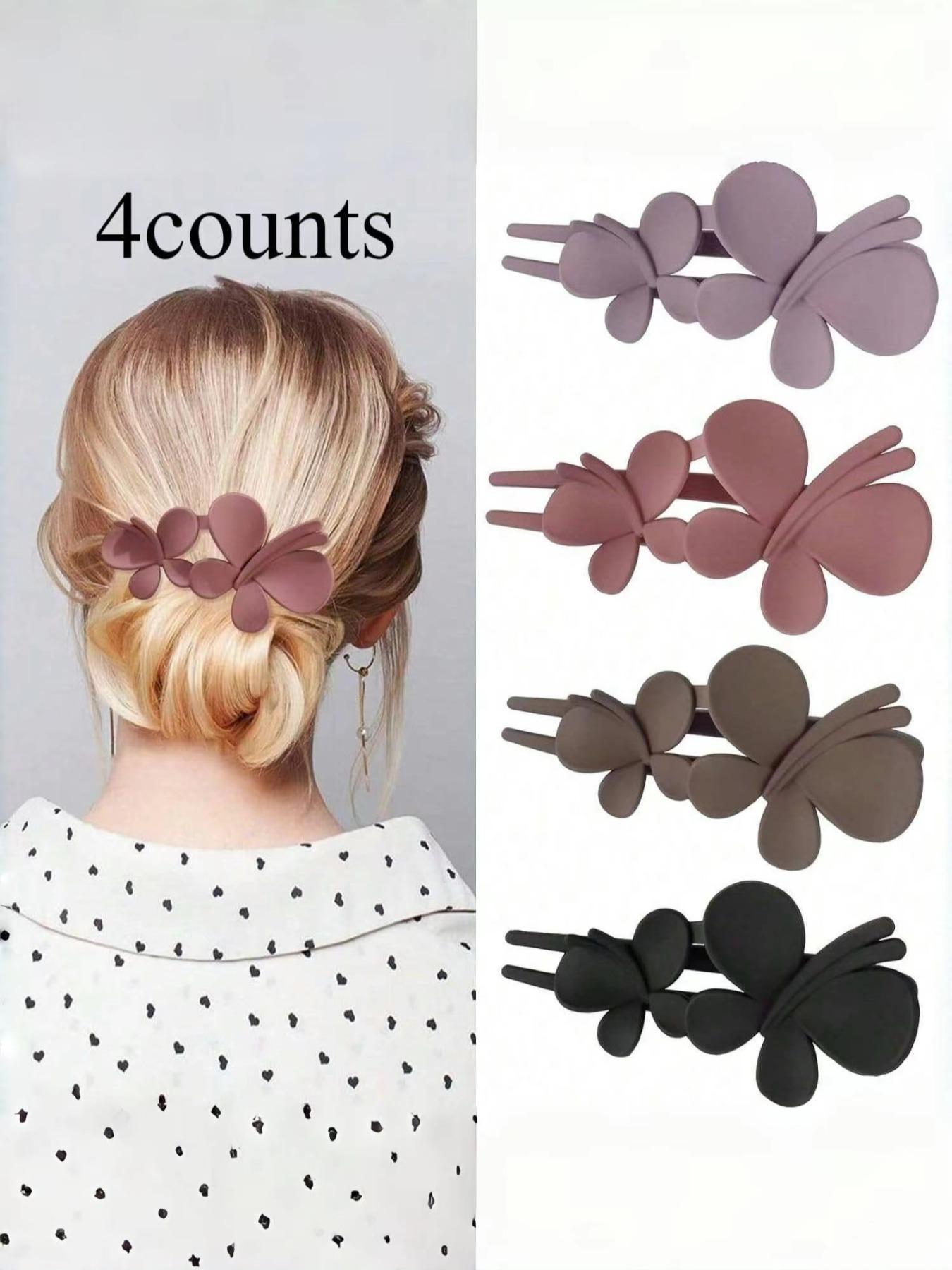 Minimalist Elegant Plain Color Butterfly Decor Hair Clips, Fashionable Hair Accessories for Women & Girls, Casual Versatile Hair Accessories for Daily Wear