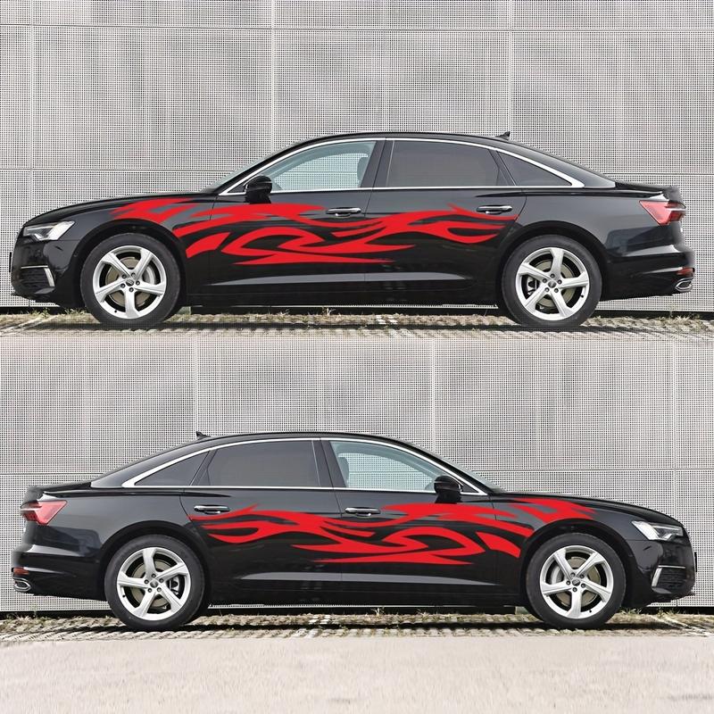 Flame Design Vinyl Car Decals - Easy Install, Bubble-Free Application for Right Side, Durable & Weather-Resistant